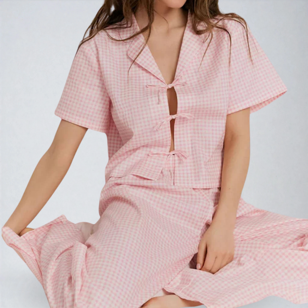 Mirella™ | Completo da Pigiama Rosa Ampio