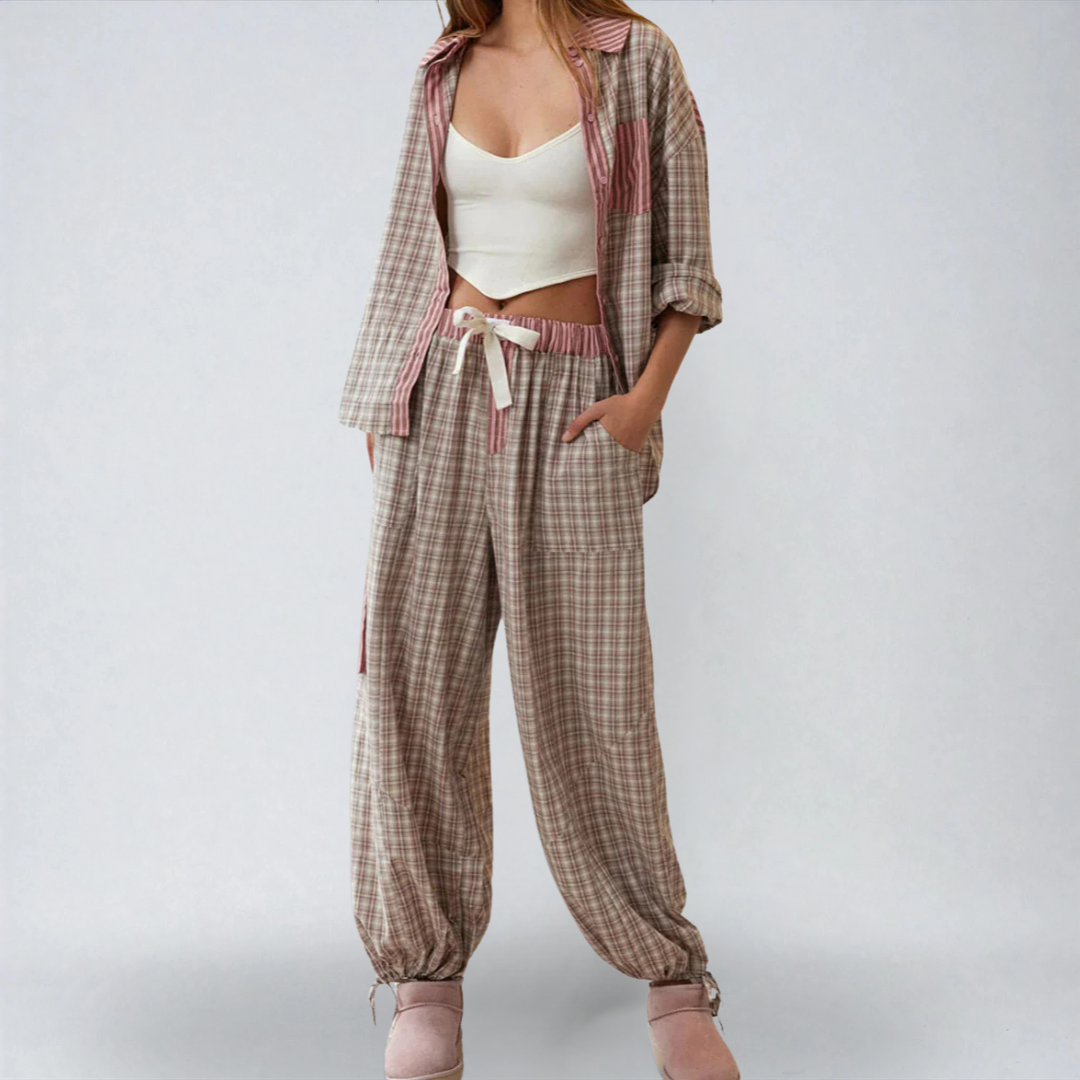 Melania™ | Completo da Pigiama Rosa Ampio