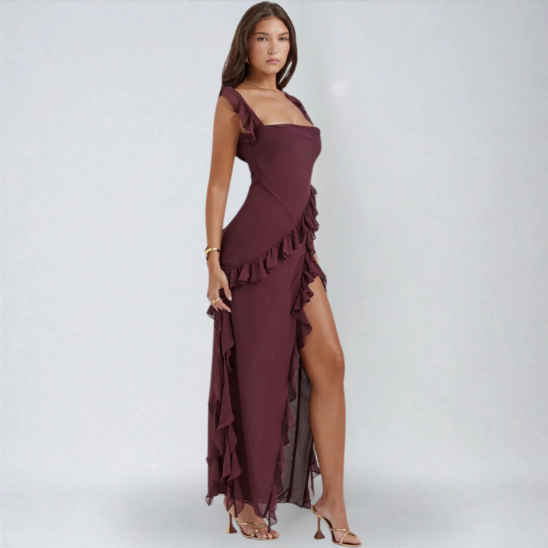 Giulia™ | Elegante Abito Lungo con Spacco e Tocco Romantico