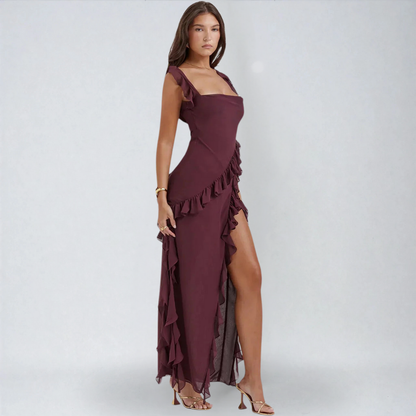 Giulia™ | Elegante Abito Lungo con Spacco e Tocco Romantico