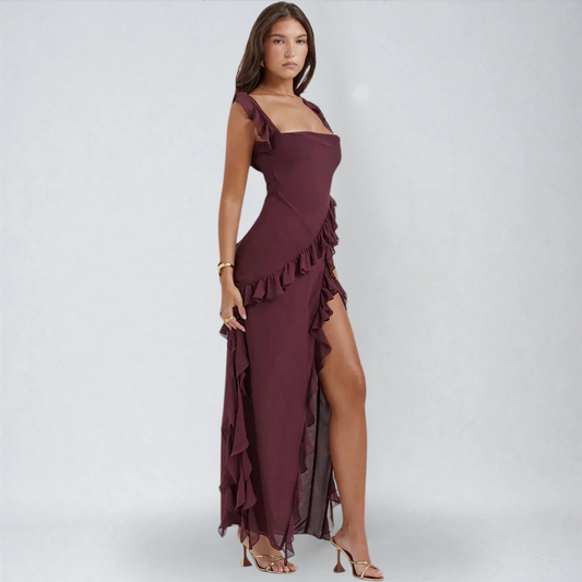 Giulia™ | Elegante Abito Lungo con Spacco e Tocco Romantico