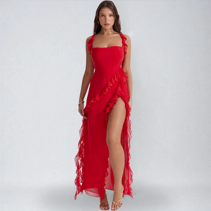 Giulia™ | Elegante Abito Lungo con Spacco e Tocco Romantico