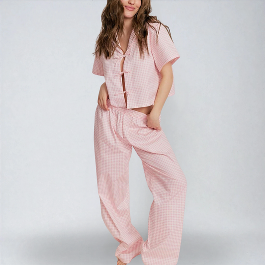 Mirella™ | Completo da Pigiama Rosa Ampio