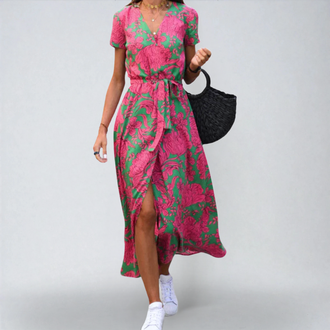 Lorena™ | Abito Estivo con Stampa Floreale e Scollo a V