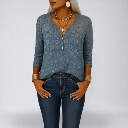 Camélia™ | Blusa Boho con Motivi Floreali e Maniche Lunghe