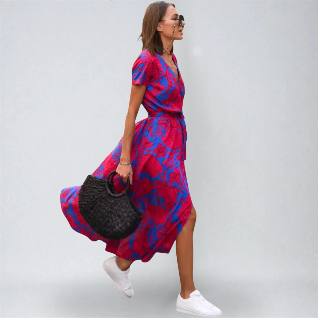 Lorena™ | Abito Estivo con Stampa Floreale e Scollo a V