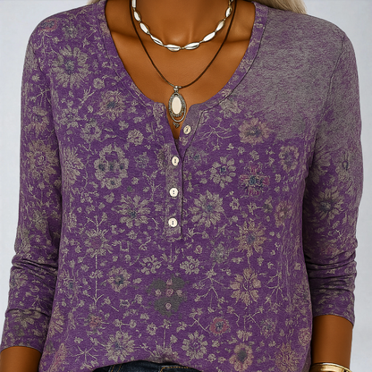Camélia™ | Blusa Boho con Motivi Floreali e Maniche Lunghe