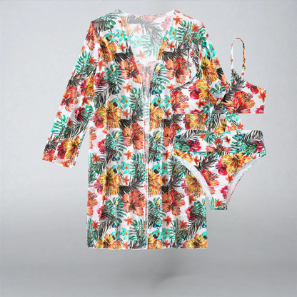 Luxsse | Bikini Tropicale “Maya” con Fiocco e Kimono Coordinato